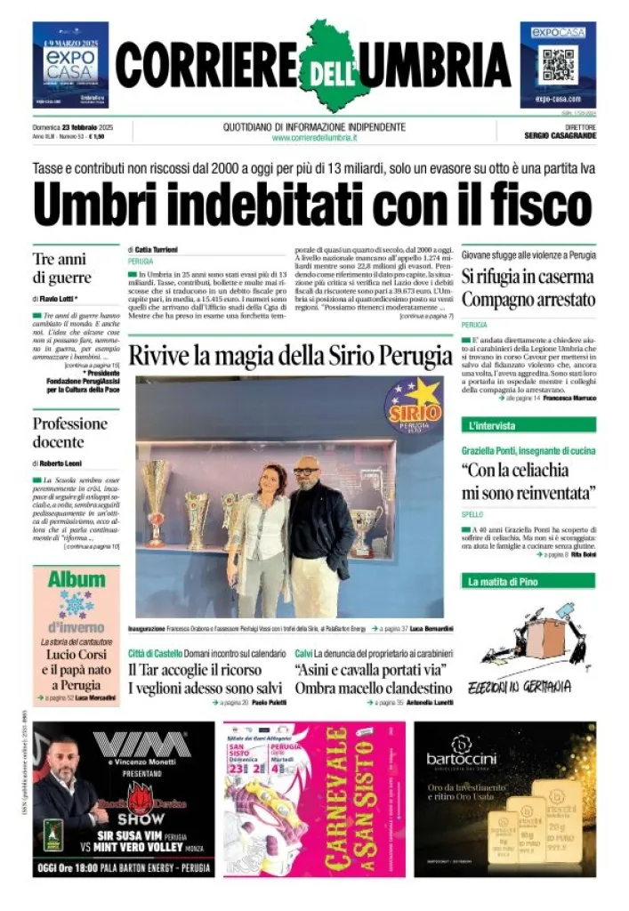 Prima-pagina-corriere umbria-del-2025-02-23